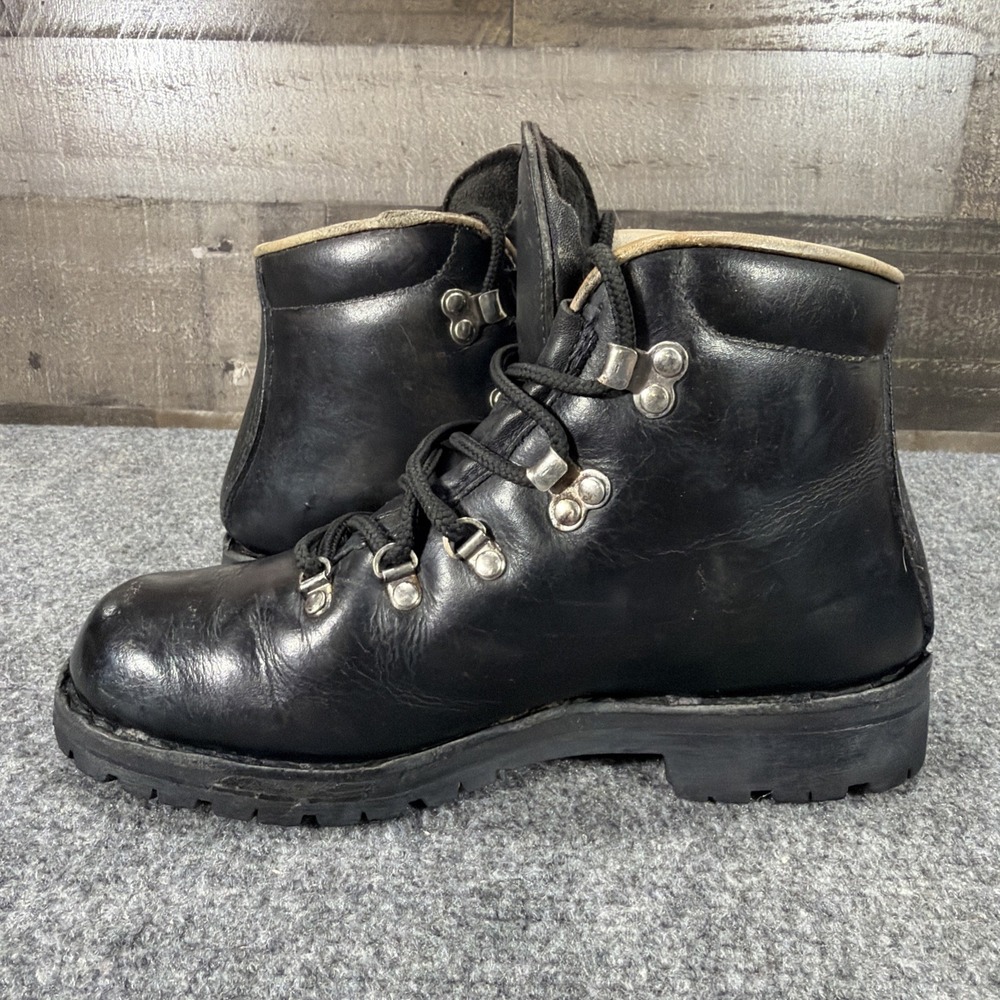Merrell Wilderness Black Leather Hiking Boots Womens 7 M Vintage Made In Italy - Picture 10 of 15